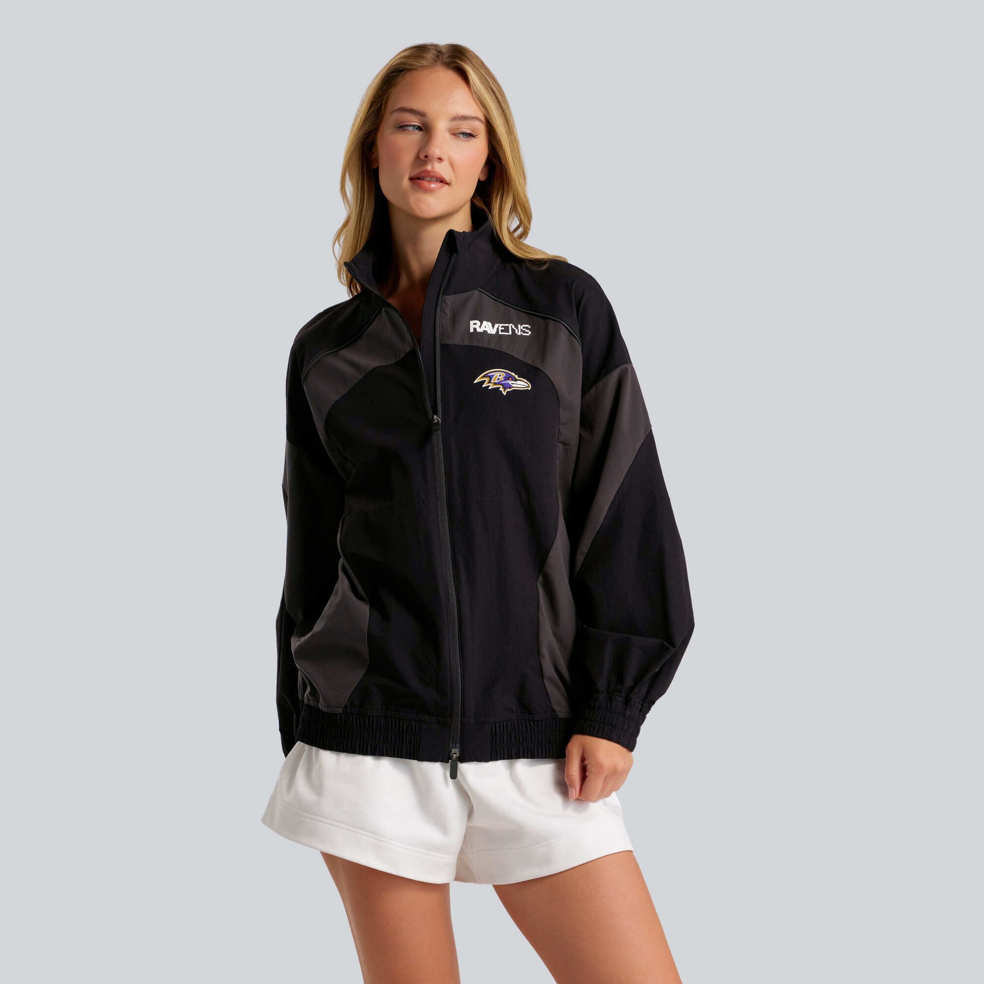 Veste de survêtement surdimensionnée ventilée Baltimore Ravens noire pour femme de lululemon