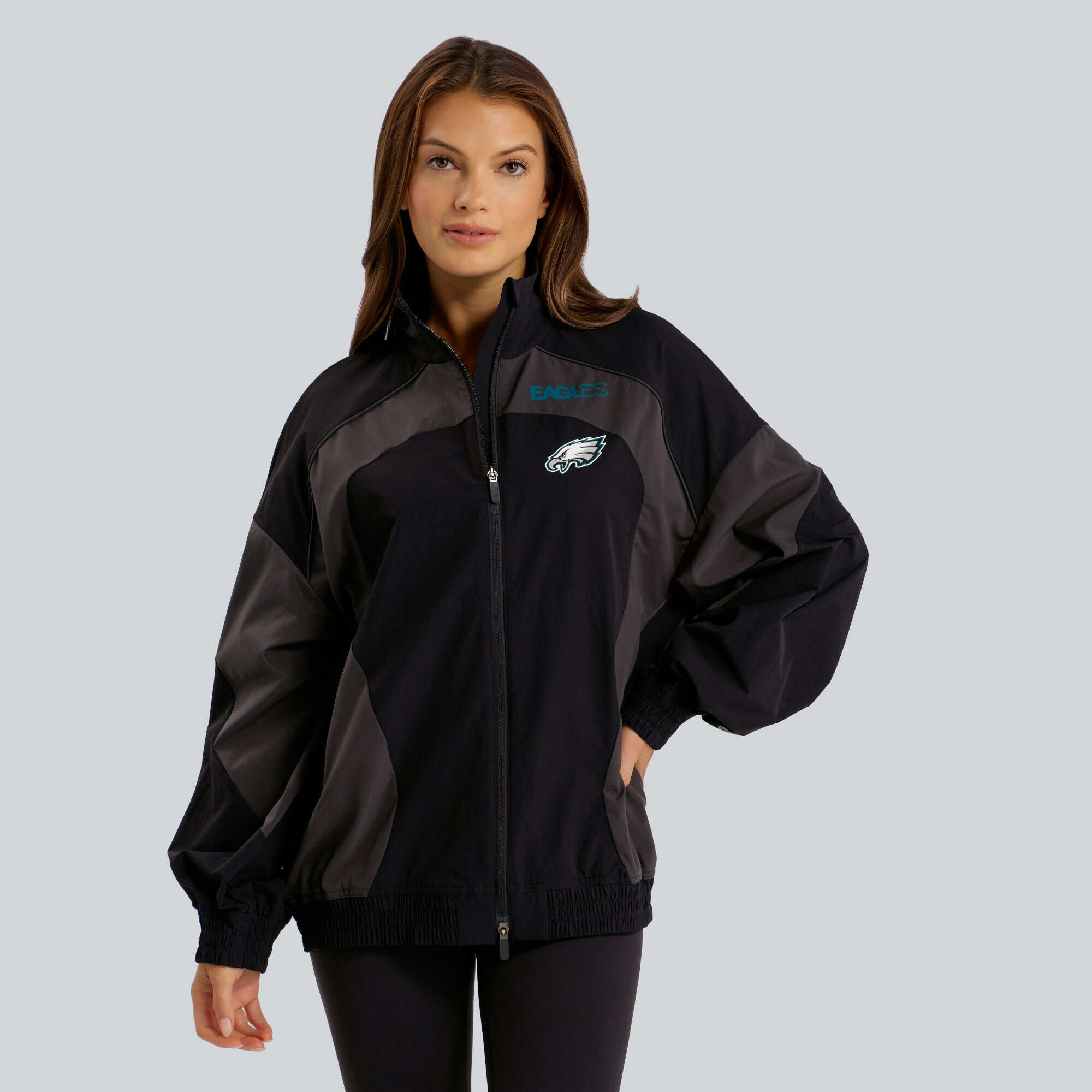 Women's lululemon Black Philadelphia Eagles Ventilated Oversized Track Jacket