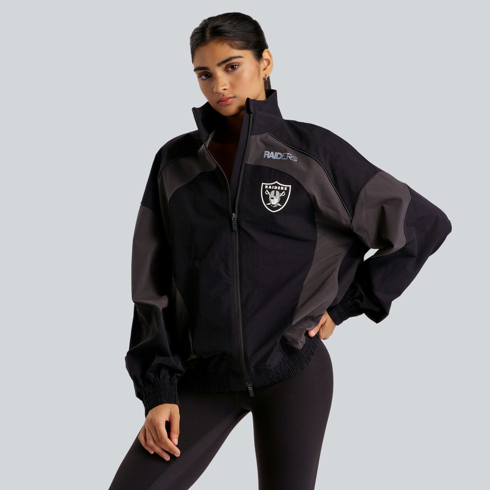 Women's lululemon Black Las Vegas Raiders Ventilated Oversized Track Jacket