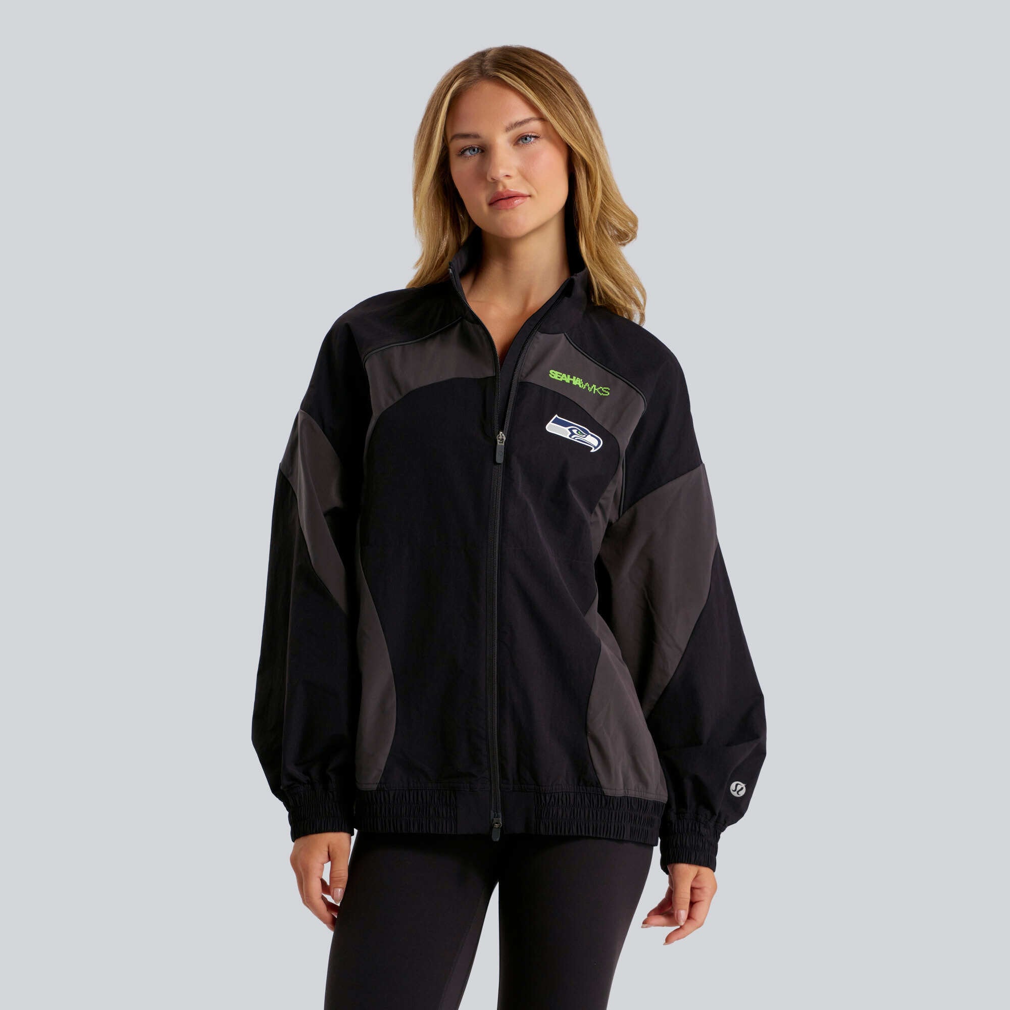 Veste de survêtement surdimensionnée ventilée lululemon noire Seattle Seahawks pour femme