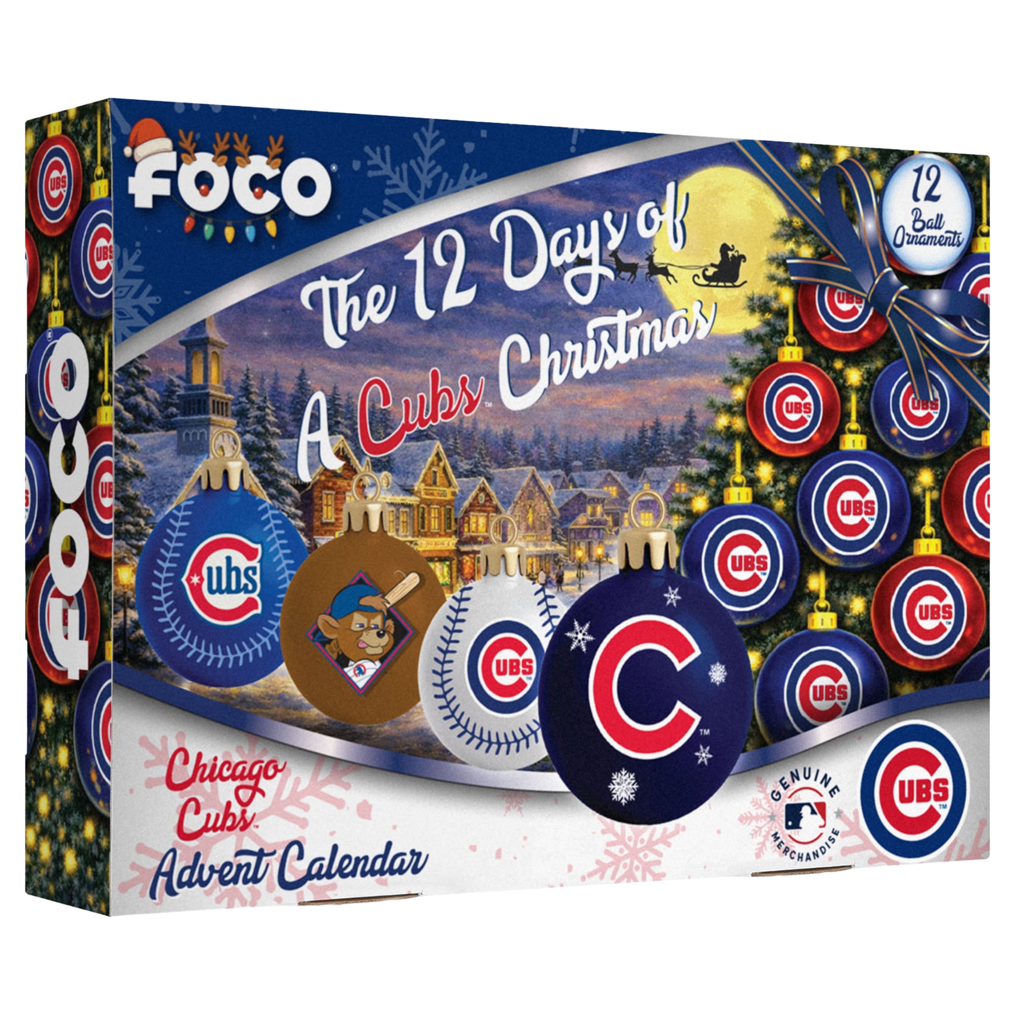 FOCO  Chicago Cubs 2026 Ball Ornament Advent Calendar