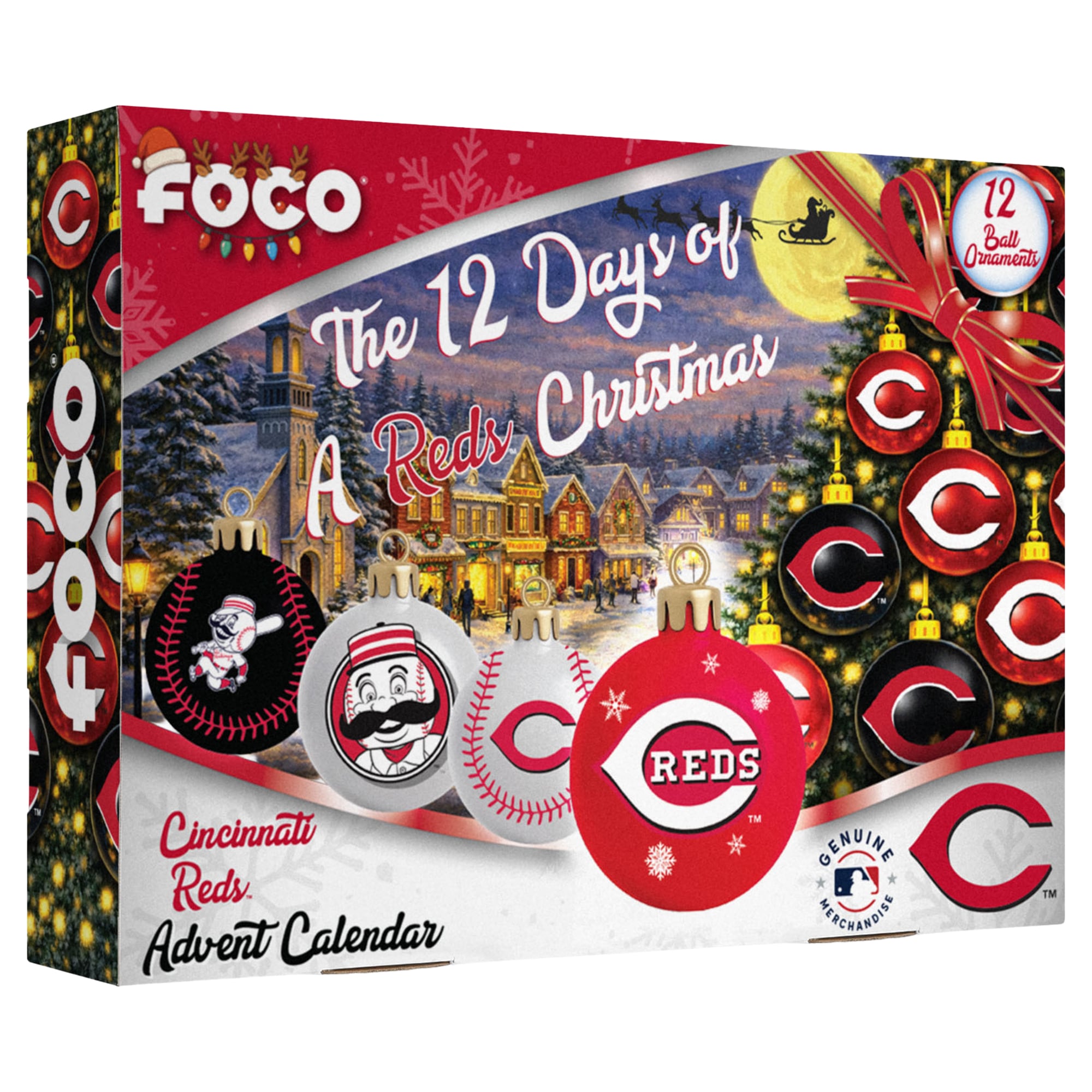 FOCO  Cincinnati Reds 2026 Ball Ornament Advent Calendar