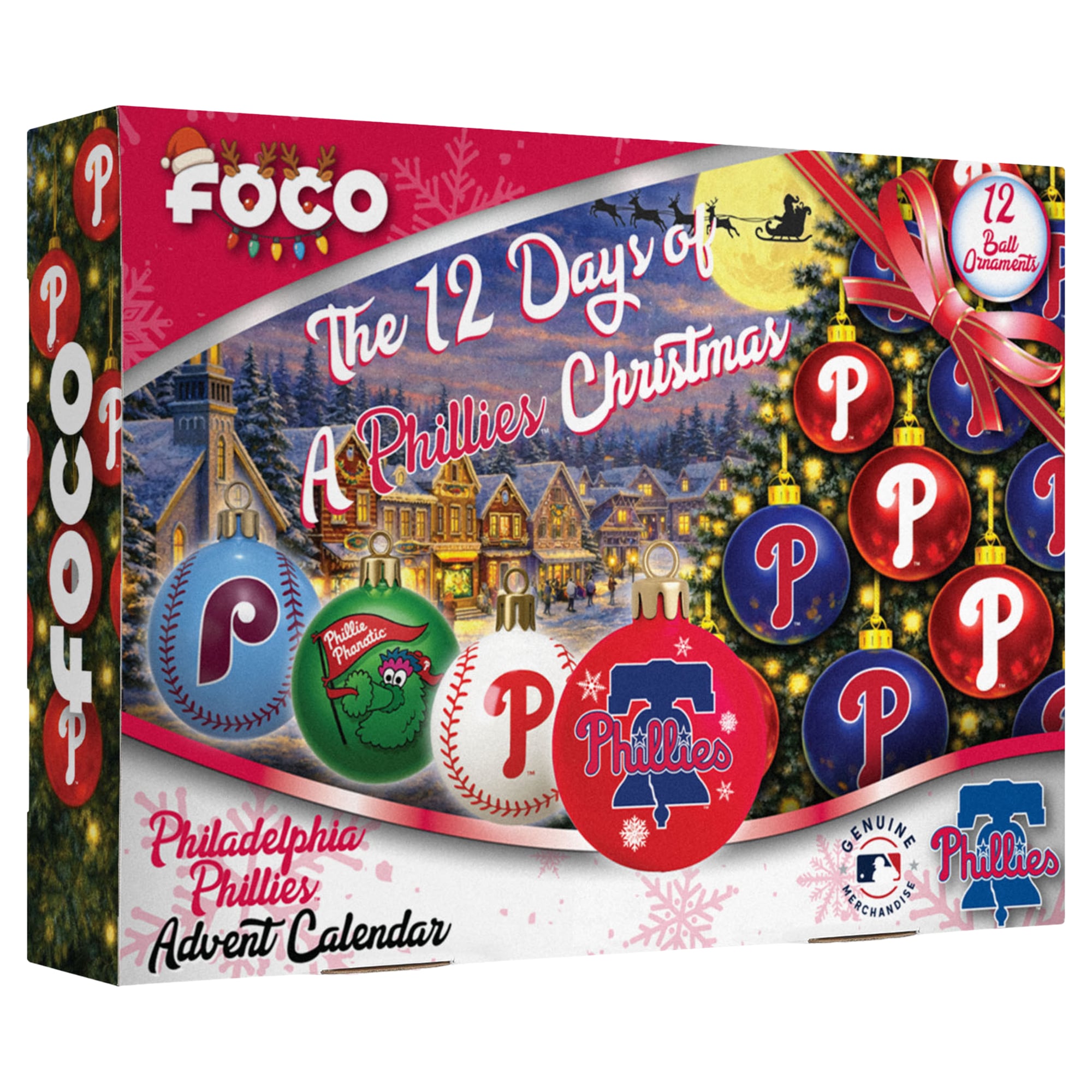 FOCO  Philadelphia Phillies 2026 Ball Ornament Advent Calendar