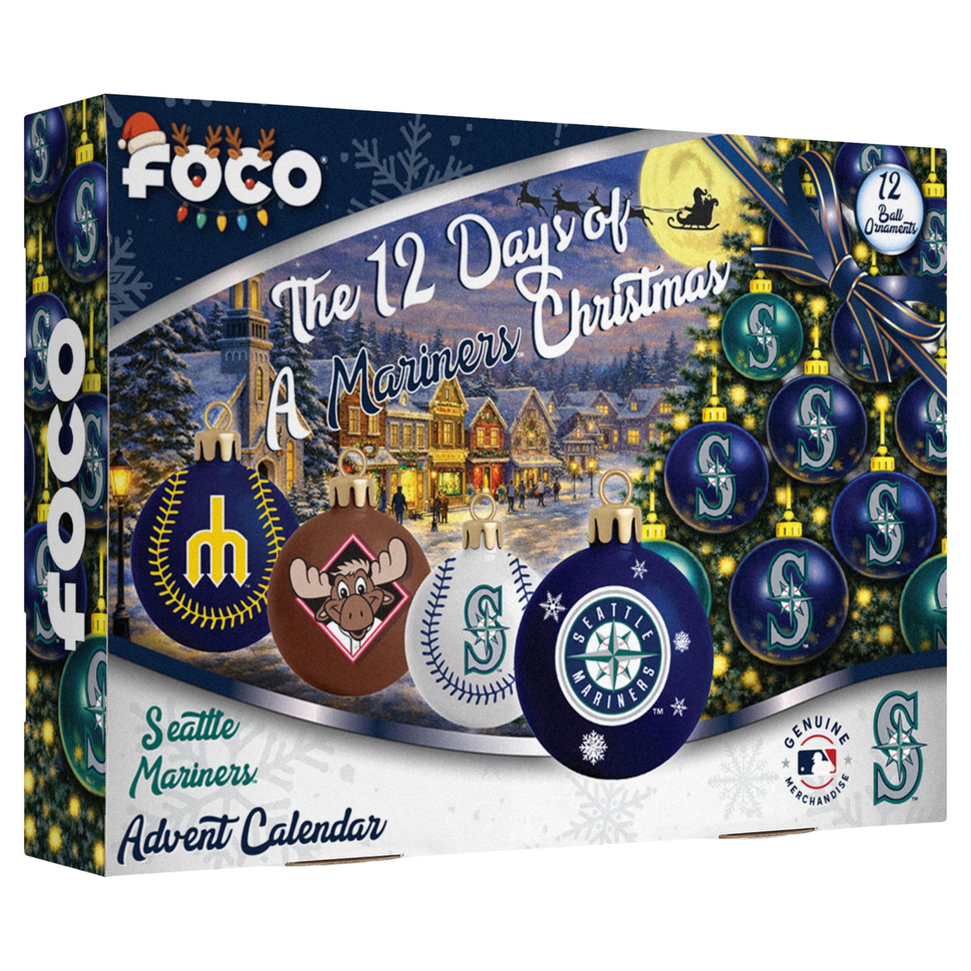 FOCO  Seattle Mariners 2026 Ball Ornament Advent Calendar
