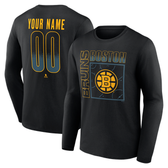 Men's Black Boston Bruins  Home Ice Pop Personalized Name & Number Long Sleeve T-Shirt