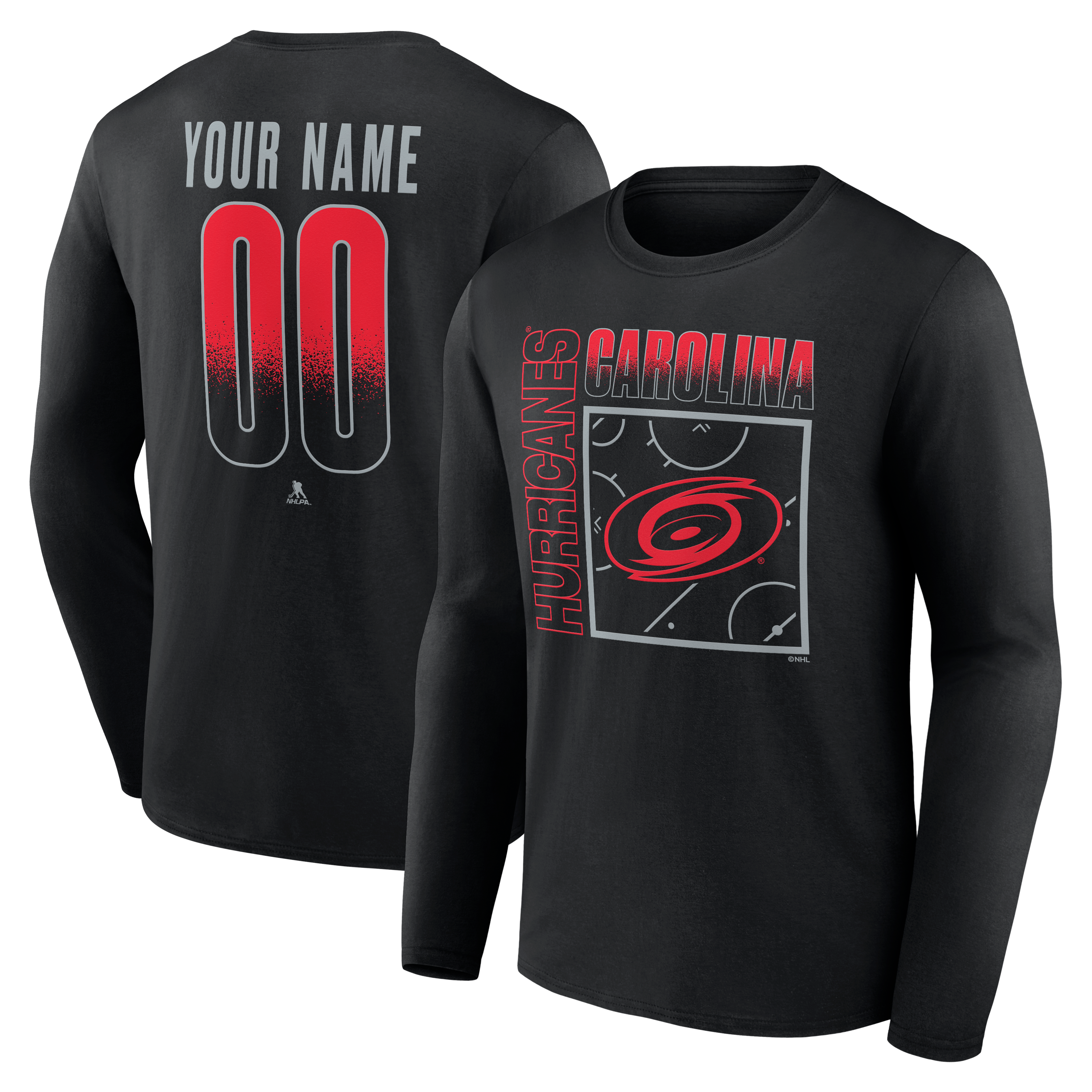 Men's Black Carolina Hurricanes  Home Ice Pop Personalized Name & Number Long Sleeve T-Shirt
