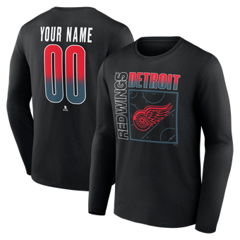 Men's Black Detroit Red Wings  Home Ice Pop Personalized Name & Number Long Sleeve T-Shirt