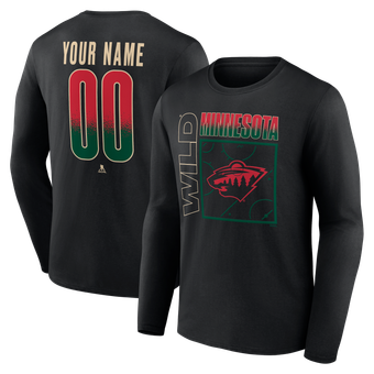 Men's Black Minnesota Wild  Home Ice Pop Personalized Name & Number Long Sleeve T-Shirt