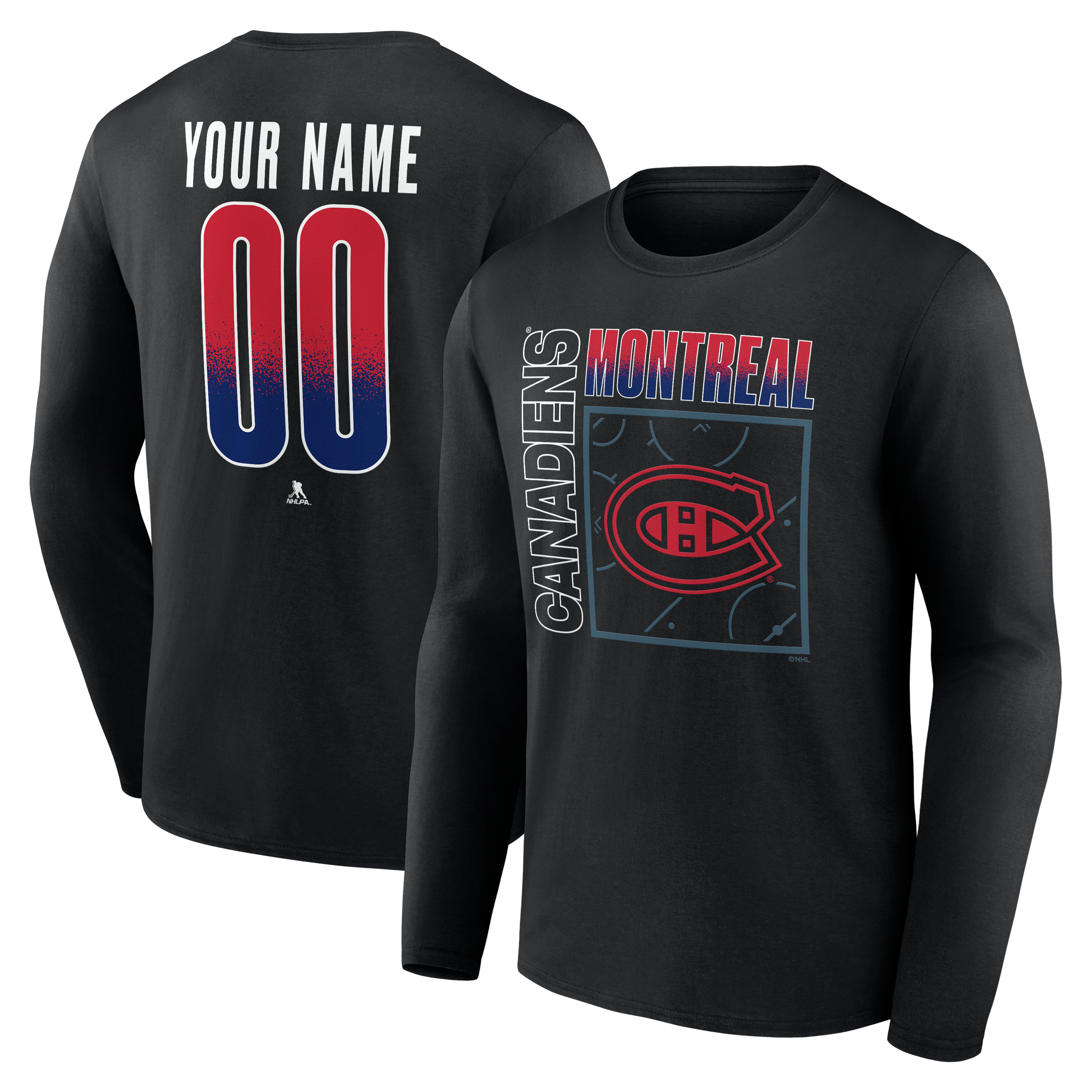Men's Black Montreal Canadiens  Home Ice Pop Personalized Name & Number Long Sleeve T-Shirt