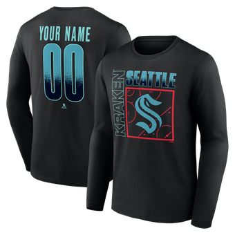 Men's Black Seattle Kraken  Home Ice Pop Personalized Name & Number Long Sleeve T-Shirt