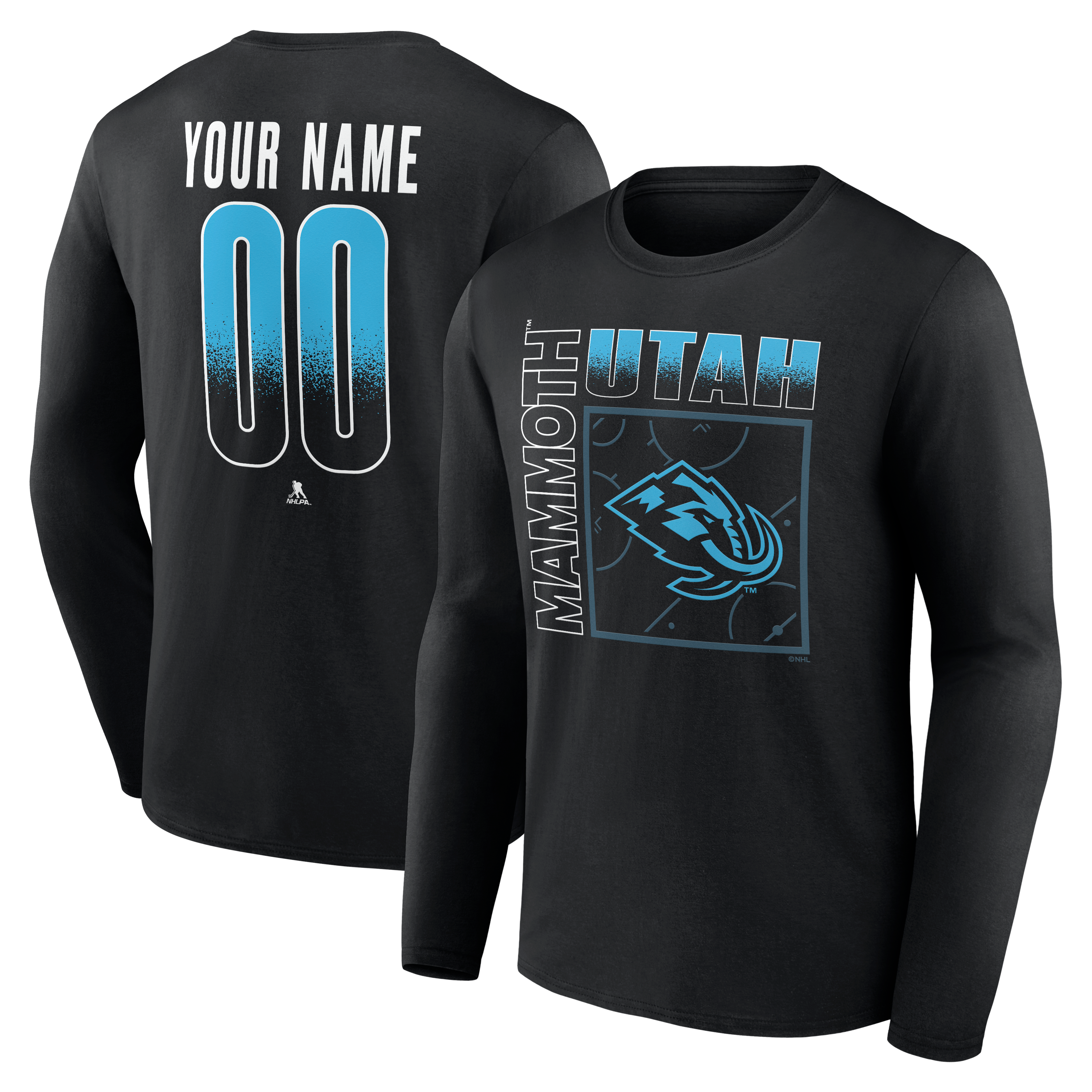 Men's Black Utah Mammoth  Home Ice Pop Personalized Name & Number Long Sleeve T-Shirt