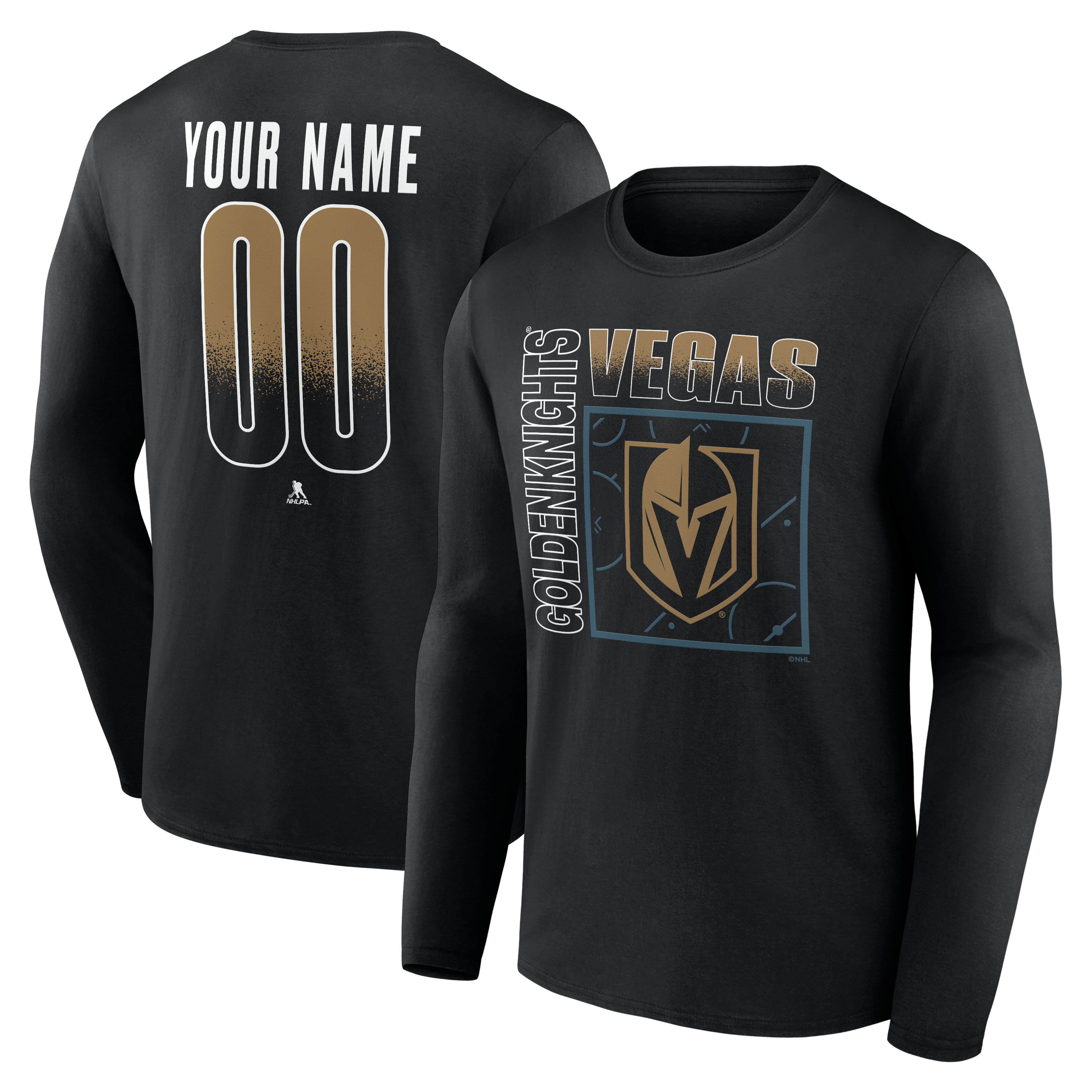 Men's Black Vegas Golden Knights  Home Ice Pop Personalized Name & Number Long Sleeve T-Shirt