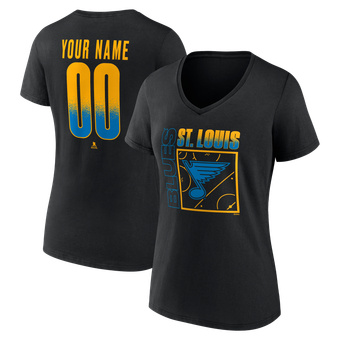 Women's Black St. Louis Blues Home Ice Pop Personalized Name & Number V-Neck T-Shirt