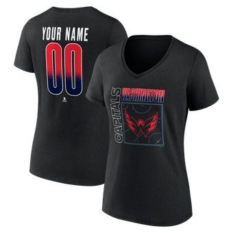 Women's Black Washington Capitals Home Ice Pop Personalized Name & Number V-Neck T-Shirt