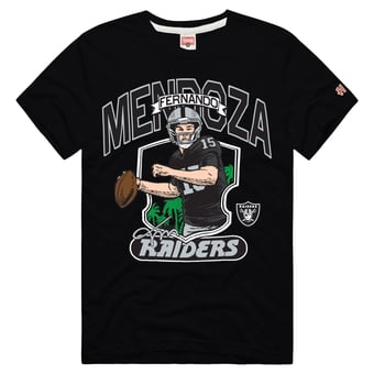 Unisex Homage Fernando Mendoza Black Las Vegas Raiders Caricature Player Graphic Tri-Blend T-Shirt