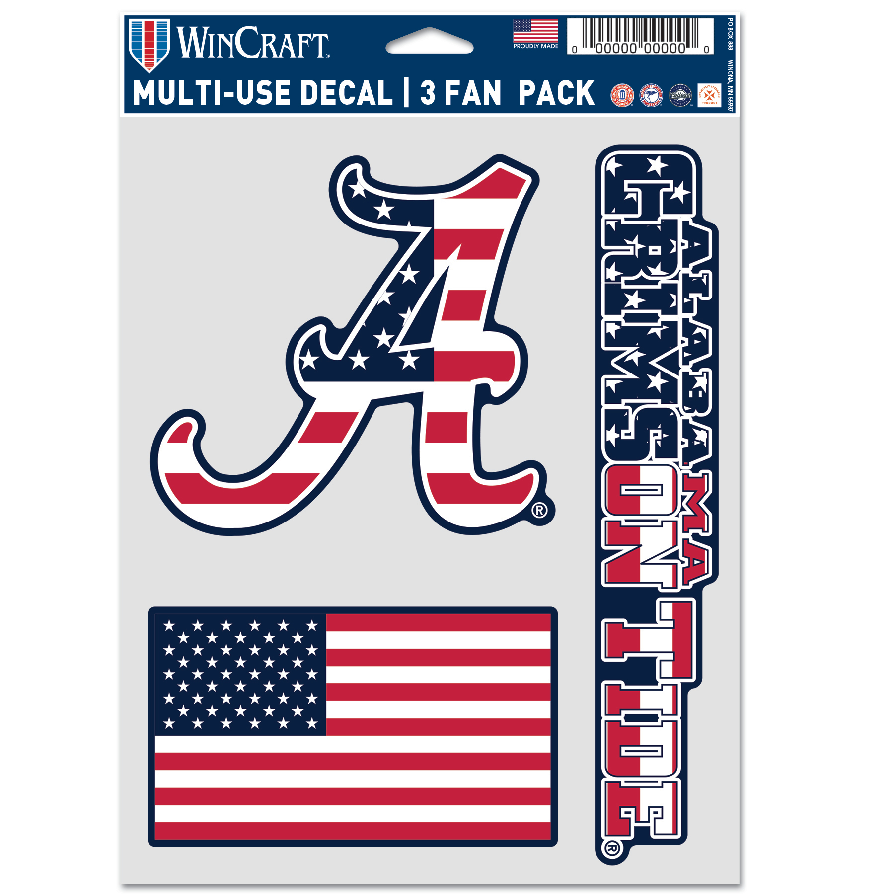 WinCraft Alabama Crimson Tide Three-Piece Stars & Stripes Fan Decal Set