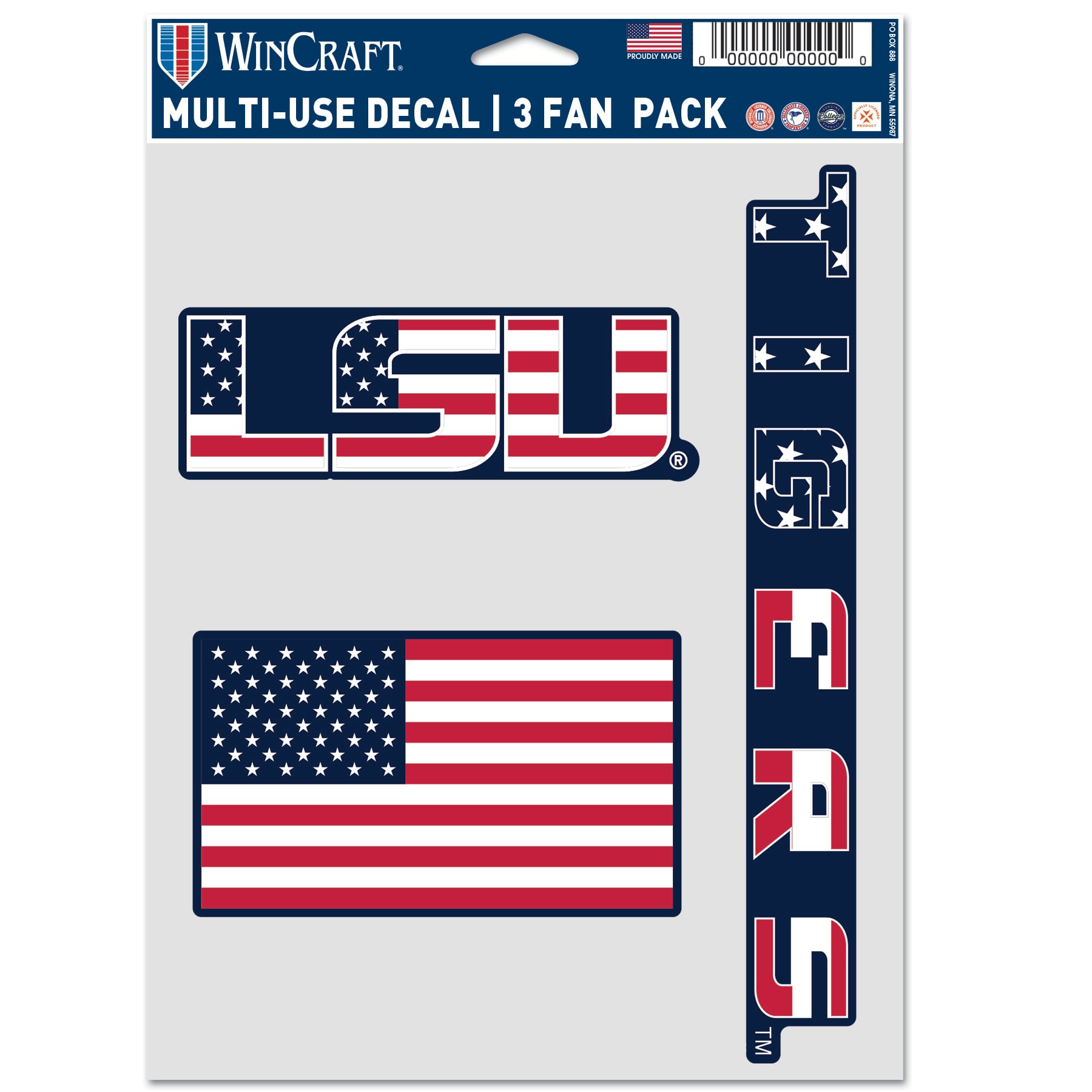WinCraft LSU Tigers Three-Piece Stars & Stripes Fan Decal Set