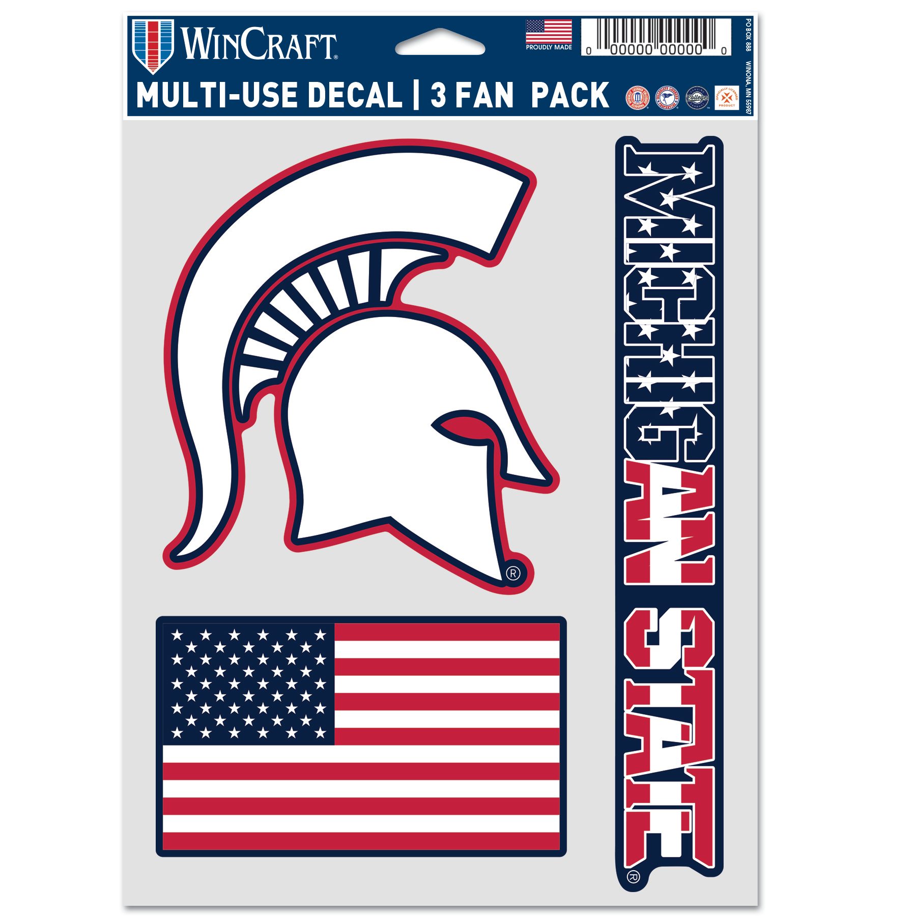 WinCraft Michigan State Spartans Three-Piece Stars & Stripes Fan Decal Set