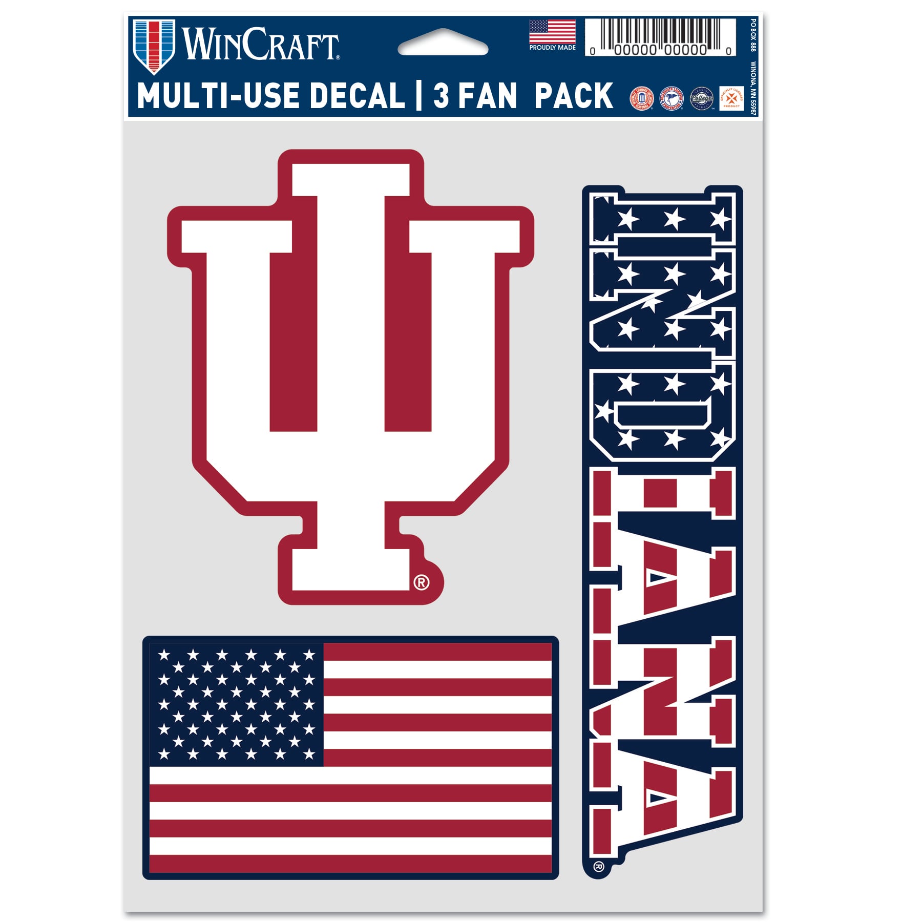 WinCraft Indiana Hoosiers Three-Piece Stars & Stripes Fan Decal Set