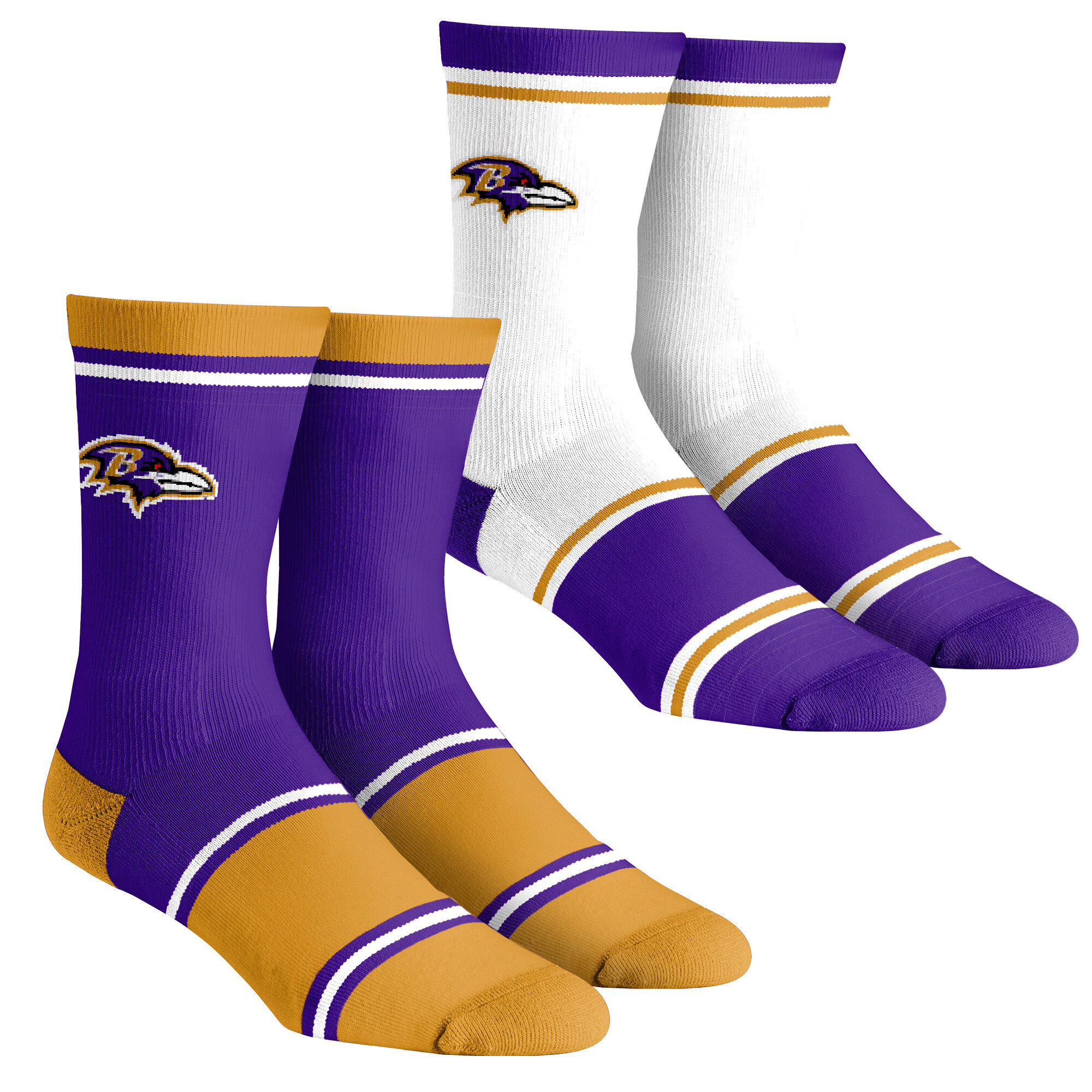 Unisex Rock Em Purple Baltimore Ravens Two-Pack Team Color Crew Socks