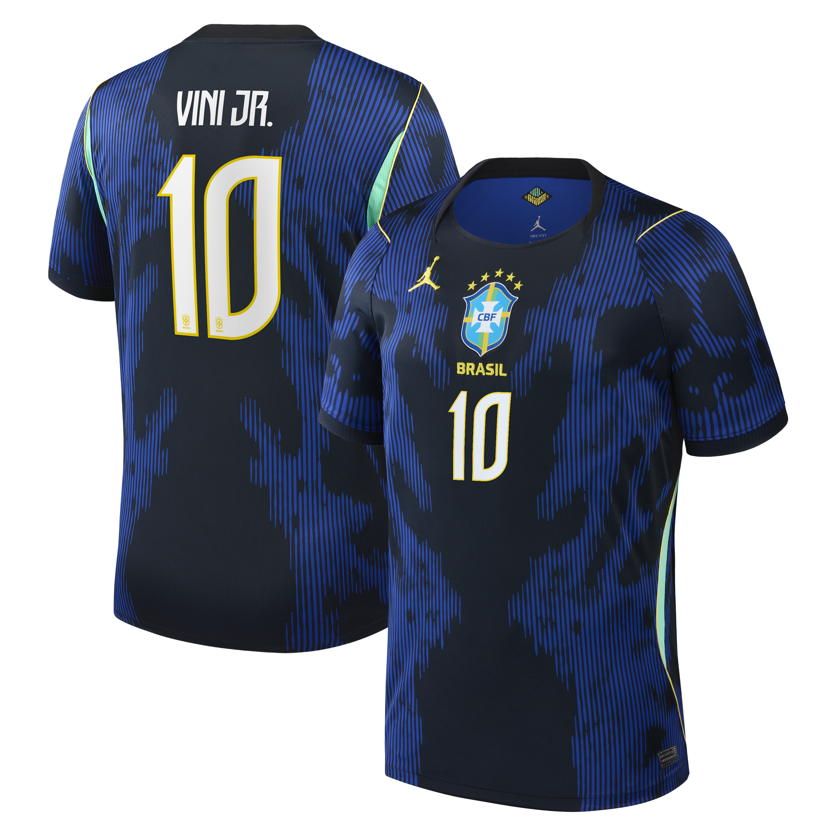 Men's Jordan Brand Vinicius Junior Blue Brazil National Team 2026 Away Stadium Replica Jersey