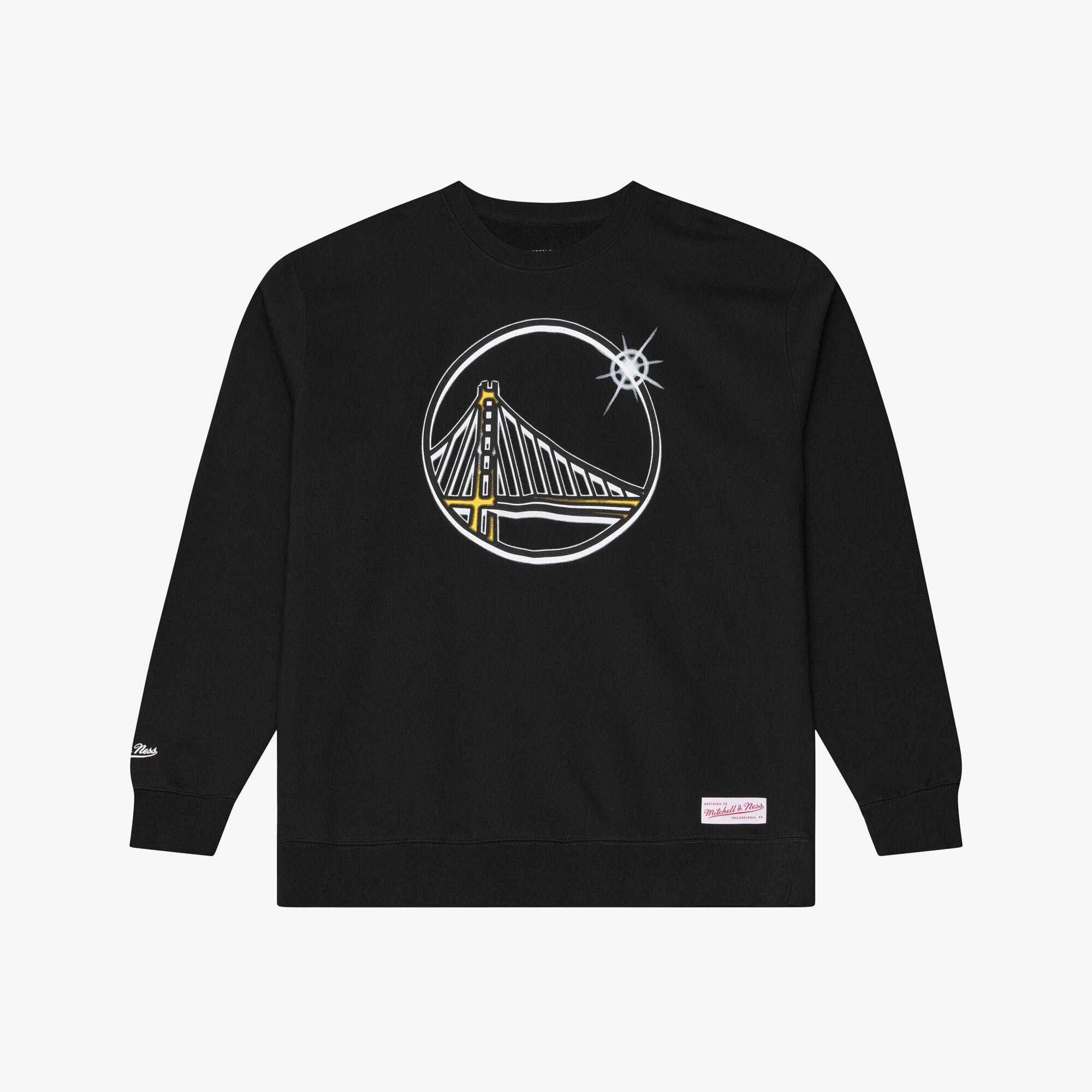 Men's Mitchell & Ness  Black Golden State Warriors Airbrush Sweatshirt
