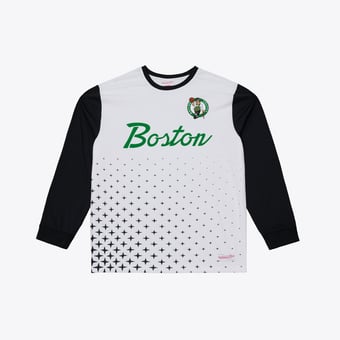 Men's Mitchell & Ness  White Boston Celtics Long Sleeve Polo Jersey