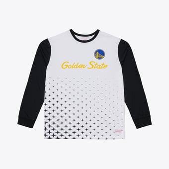 Men's Mitchell & Ness  White Golden State Warriors Long Sleeve Polo Jersey