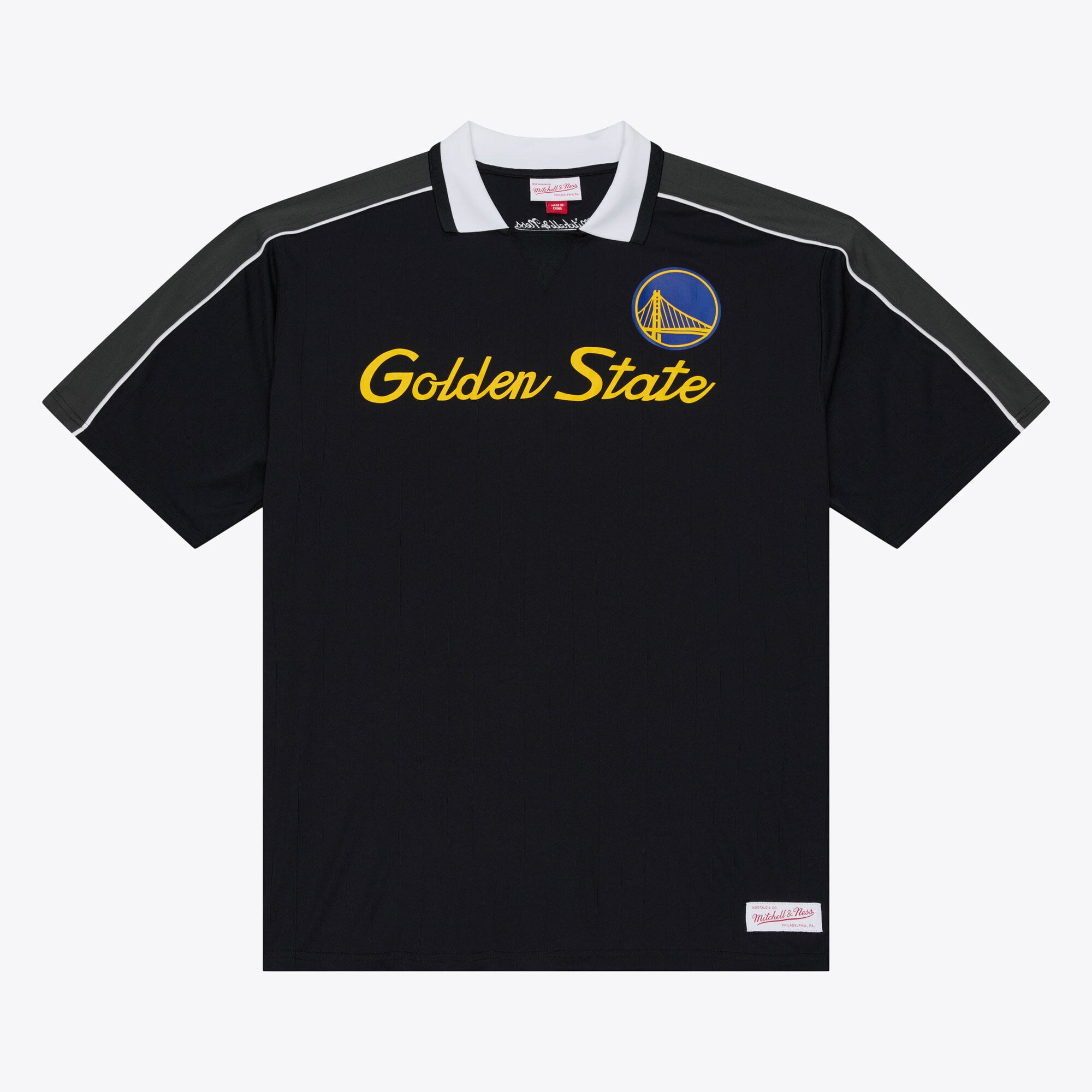 Men's Mitchell & Ness Black Golden State Warriors Polo Jersey