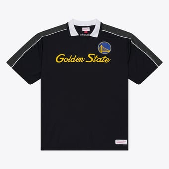 Men's Mitchell & Ness  Black Golden State Warriors Polo Jersey