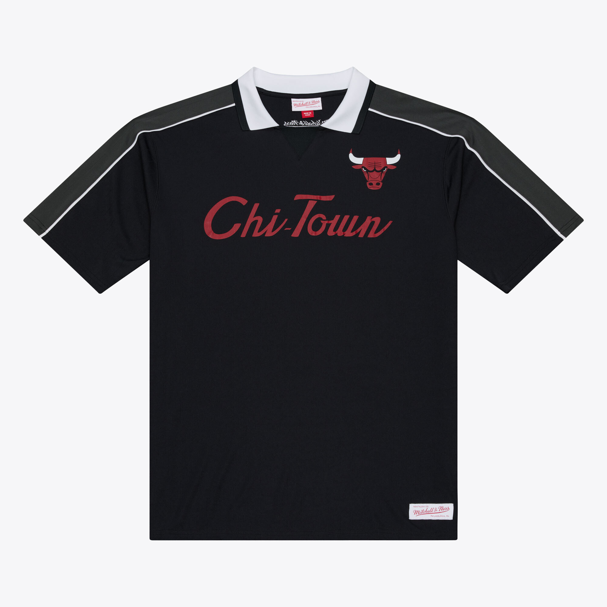 Mitchell & Ness Men's Black Chicago Bulls Polo Jersey - Black