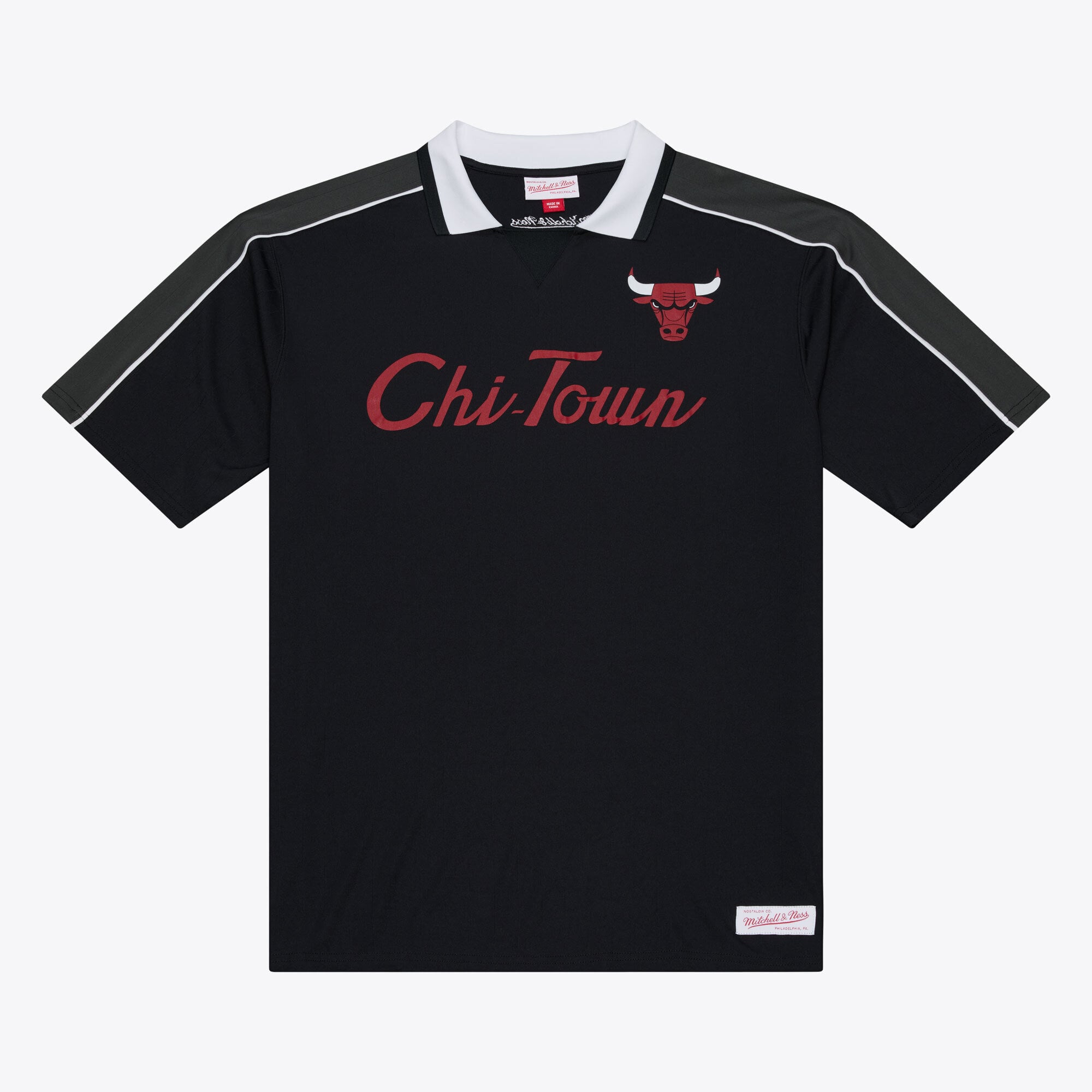 Men's Mitchell & Ness Black Chicago Bulls Polo Jersey
