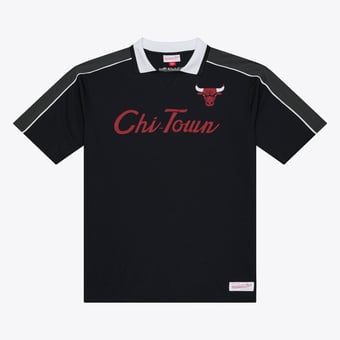 Men's Mitchell & Ness  Black Chicago Bulls Polo Jersey