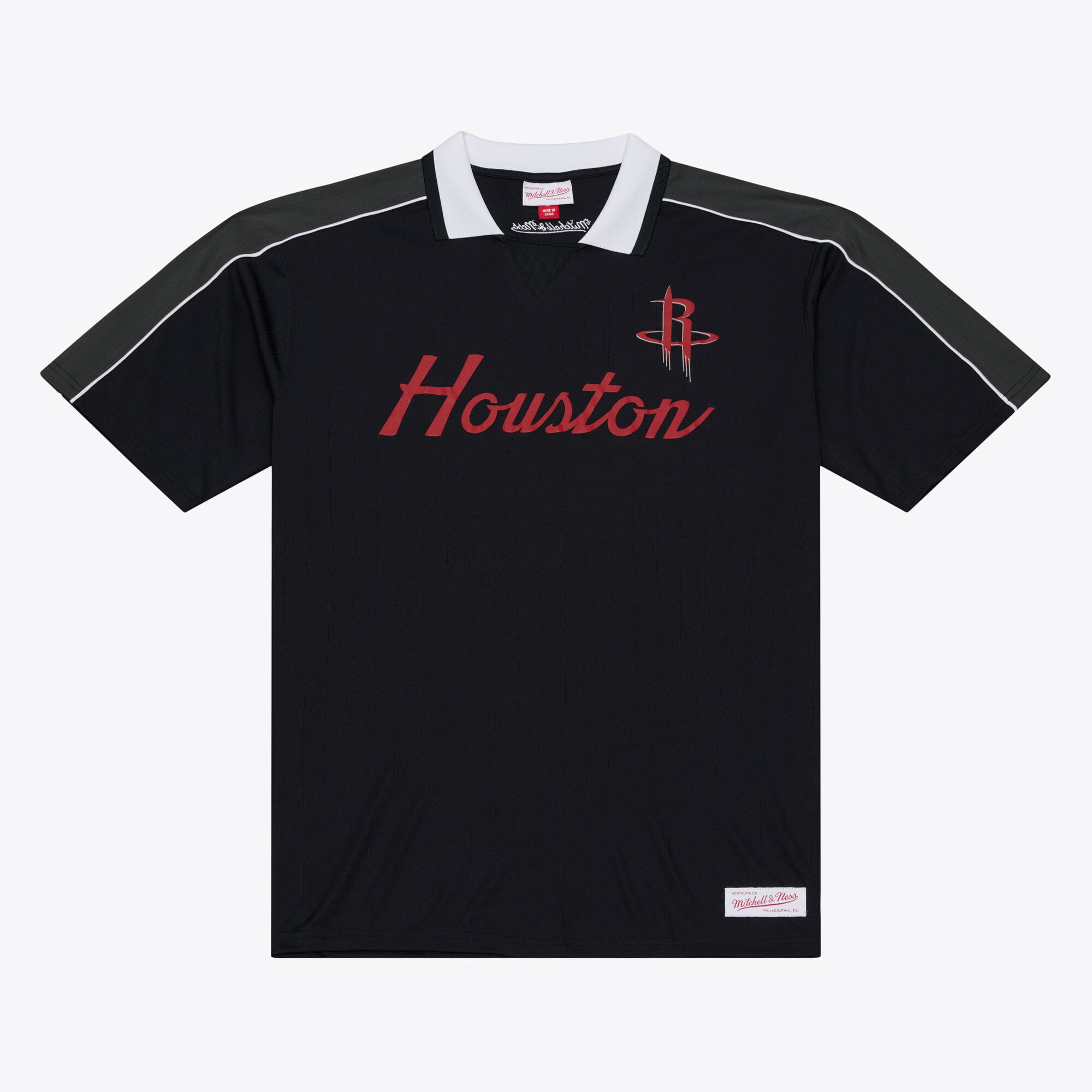 Men's Mitchell & Ness  Black Houston Rockets Polo Jersey
