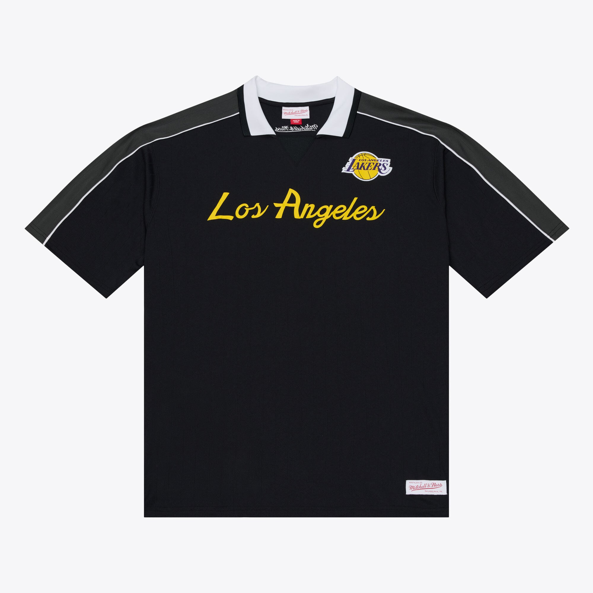 Men's Mitchell & Ness Black Los Angeles Lakers Polo Jersey