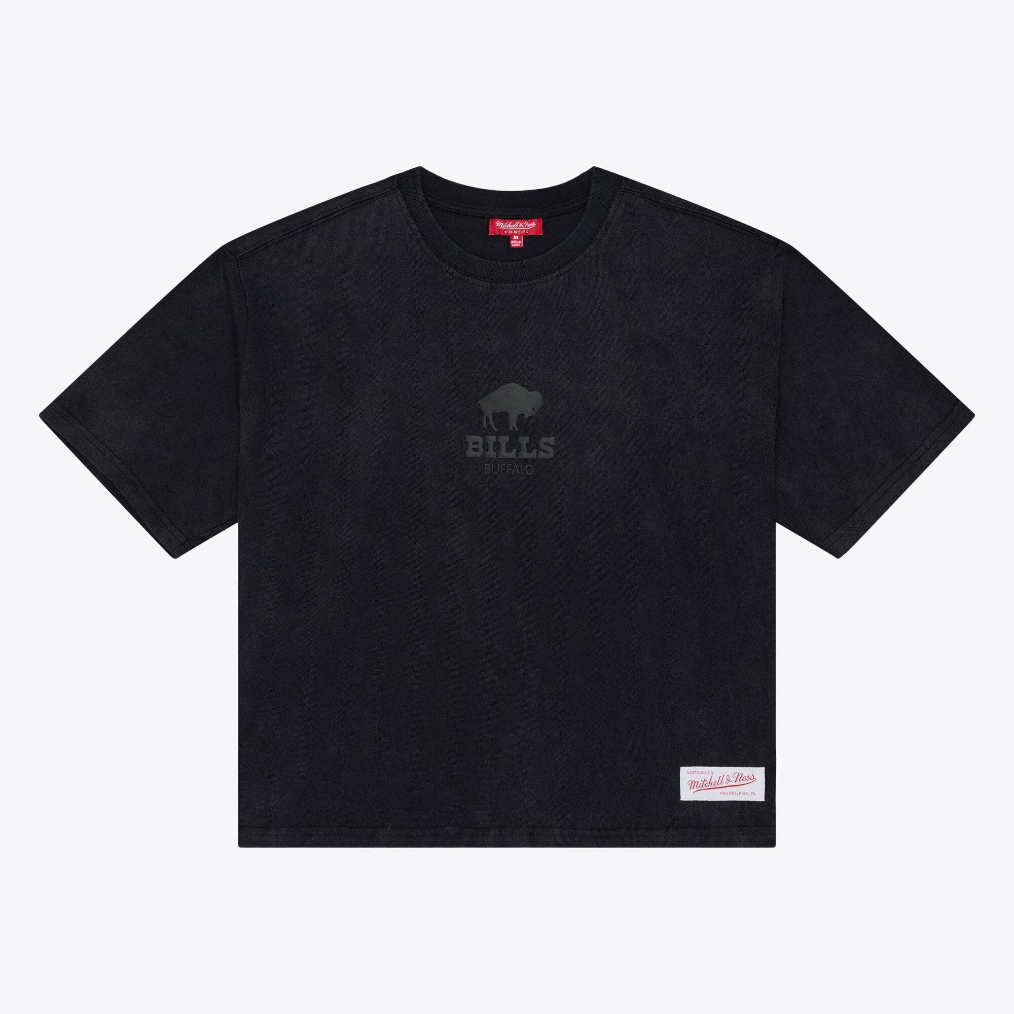 T-shirt court à logo micro noir Mitchell & Ness Core Essentials pour femme