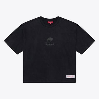 Women's Mitchell & Ness Black Buffalo Bills Core Essentials Micro Logo Boxy Crop T-Shirt