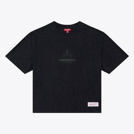 Women's Mitchell & Ness Black Arizona Cardinals Core Essentials Micro Logo Boxy Crop T-Shirt
