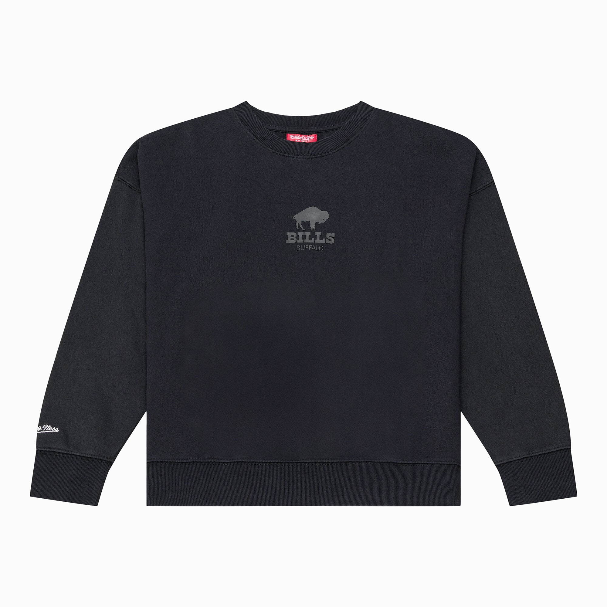 Felpa da donna Mitchell & Ness nera con micro logo Buffalo Bills Core Essentials