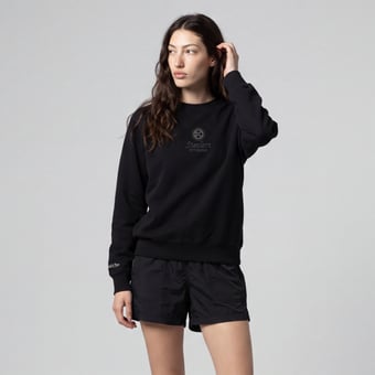 Women's Mitchell & Ness Black Pittsburgh Steelers Core Essentials Micro Logo Fleece Sweatshirt