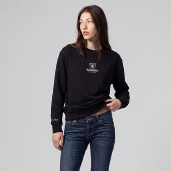 Women's Mitchell & Ness Black Las Vegas Raiders Core Essentials Micro Logo Fleece Sweatshirt