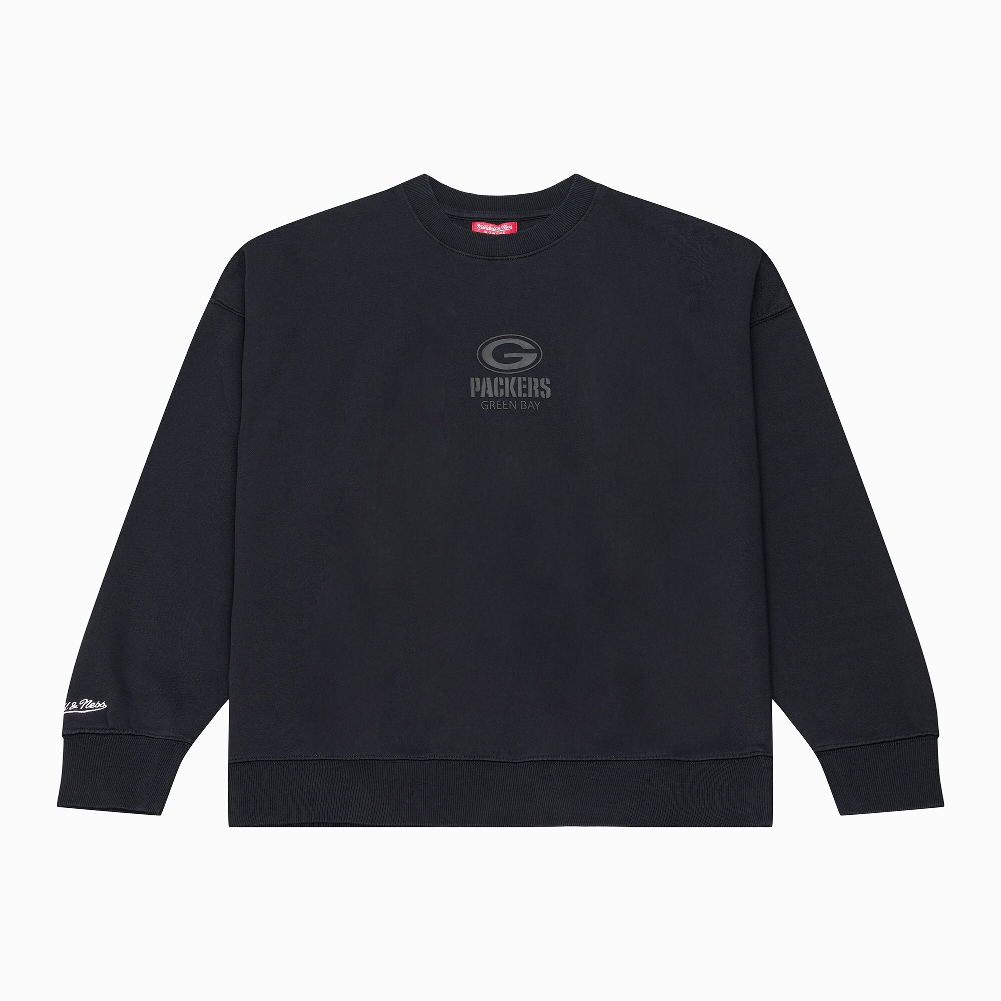Felpa da donna Mitchell & Ness nera con micro logo Green Bay Packers Core Essentials