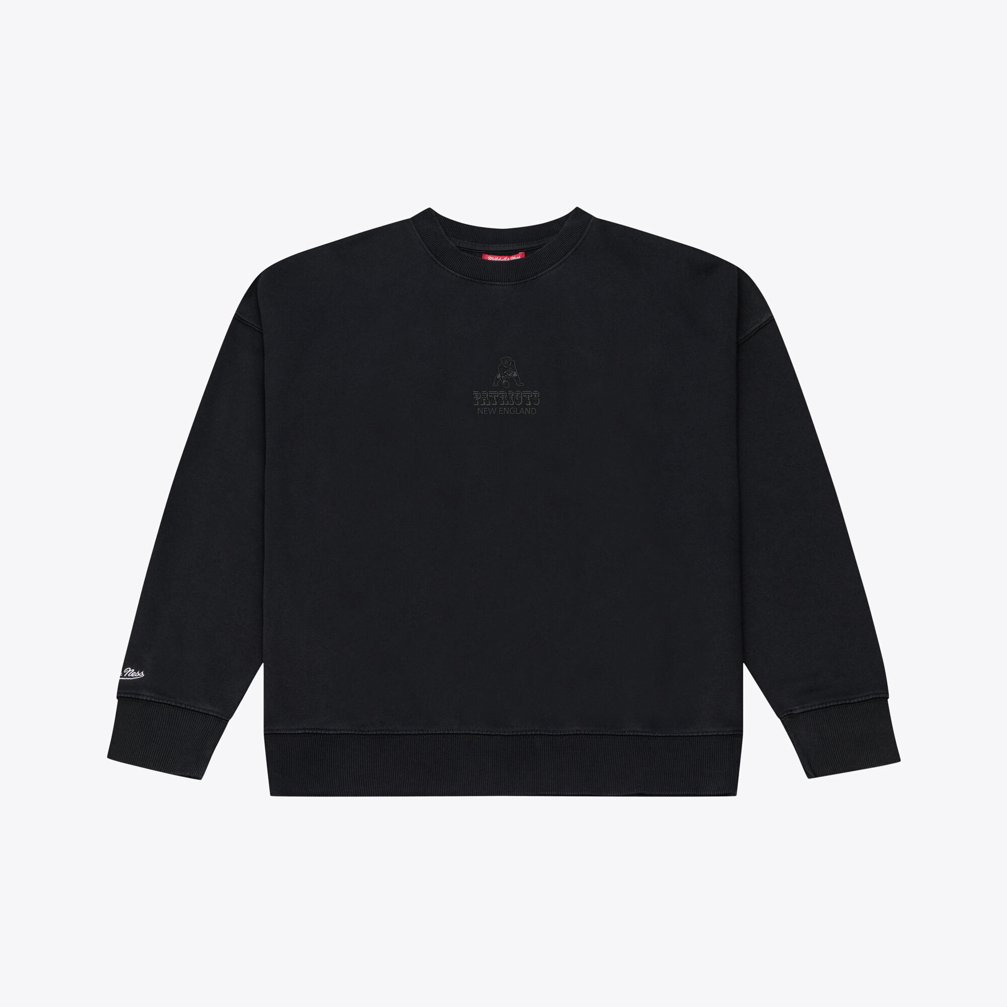 Women's Mitchell & Ness Black New England Patriots Core Essentials Micro Logo Fleece Sweatshirt