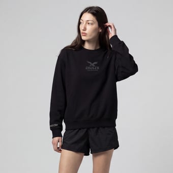 Women's Mitchell & Ness Black Philadelphia Eagles Core Essentials Micro Logo Fleece Sweatshirt