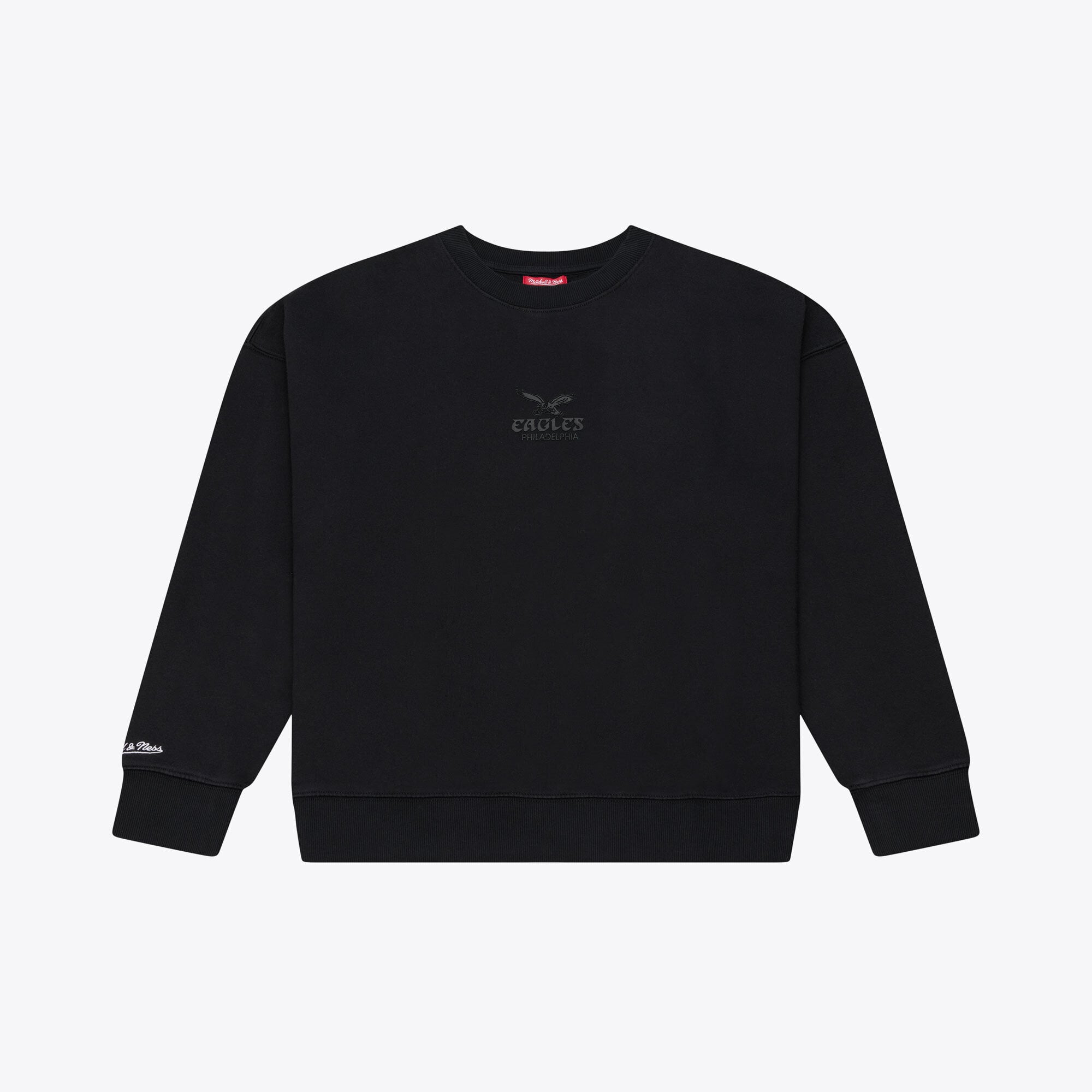Felpa da donna Mitchell & Ness nera con micro logo Philadelphia Eagles Core Essentials