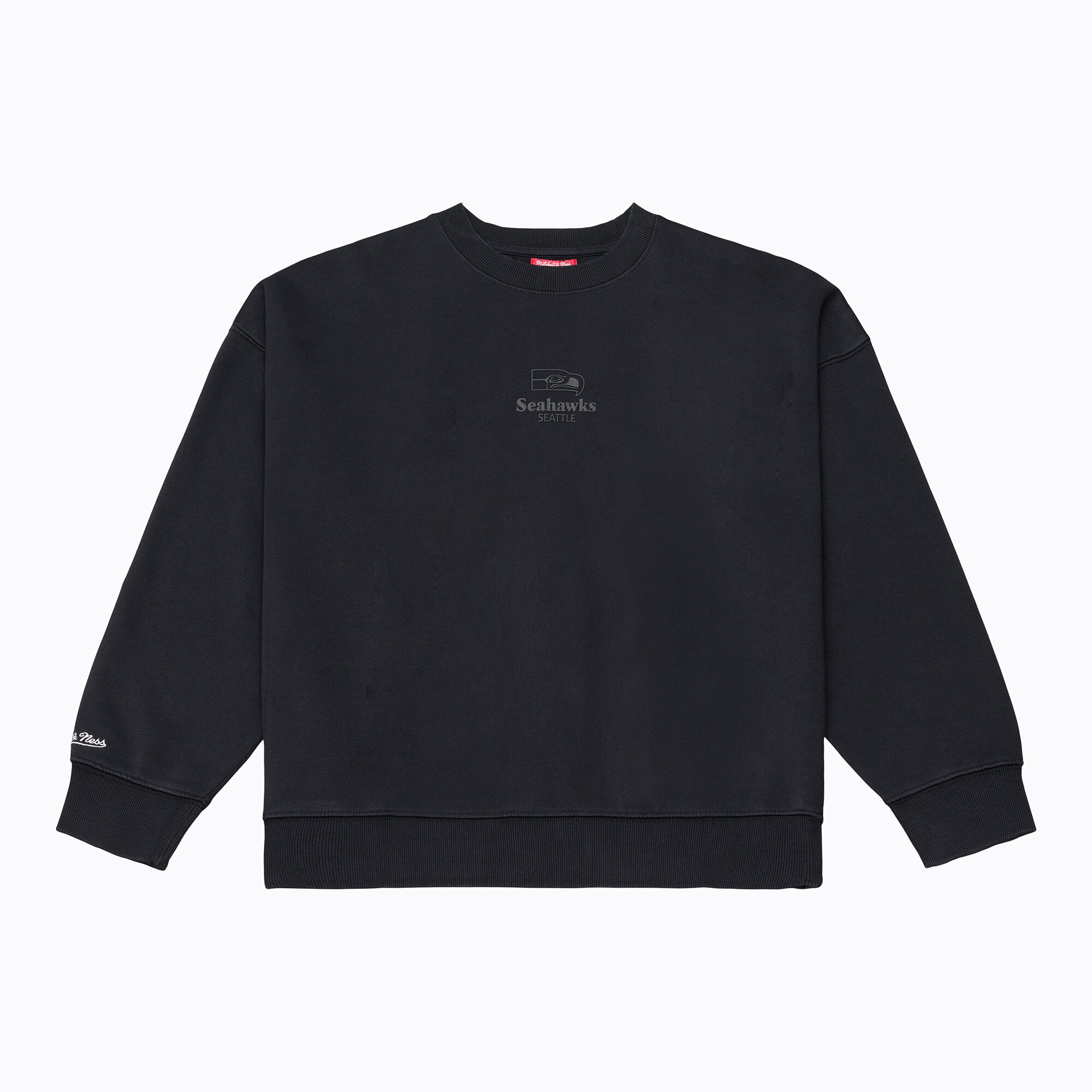 Women's Mitchell & Ness Black Seattle Seahawks Core Essentials Micro Logo Fleece Sweatshirt