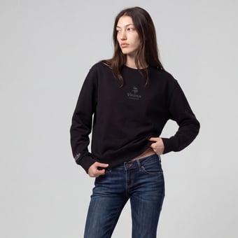 Women's Mitchell & Ness Black Minnesota Vikings Core Essentials Micro Logo Fleece Sweatshirt