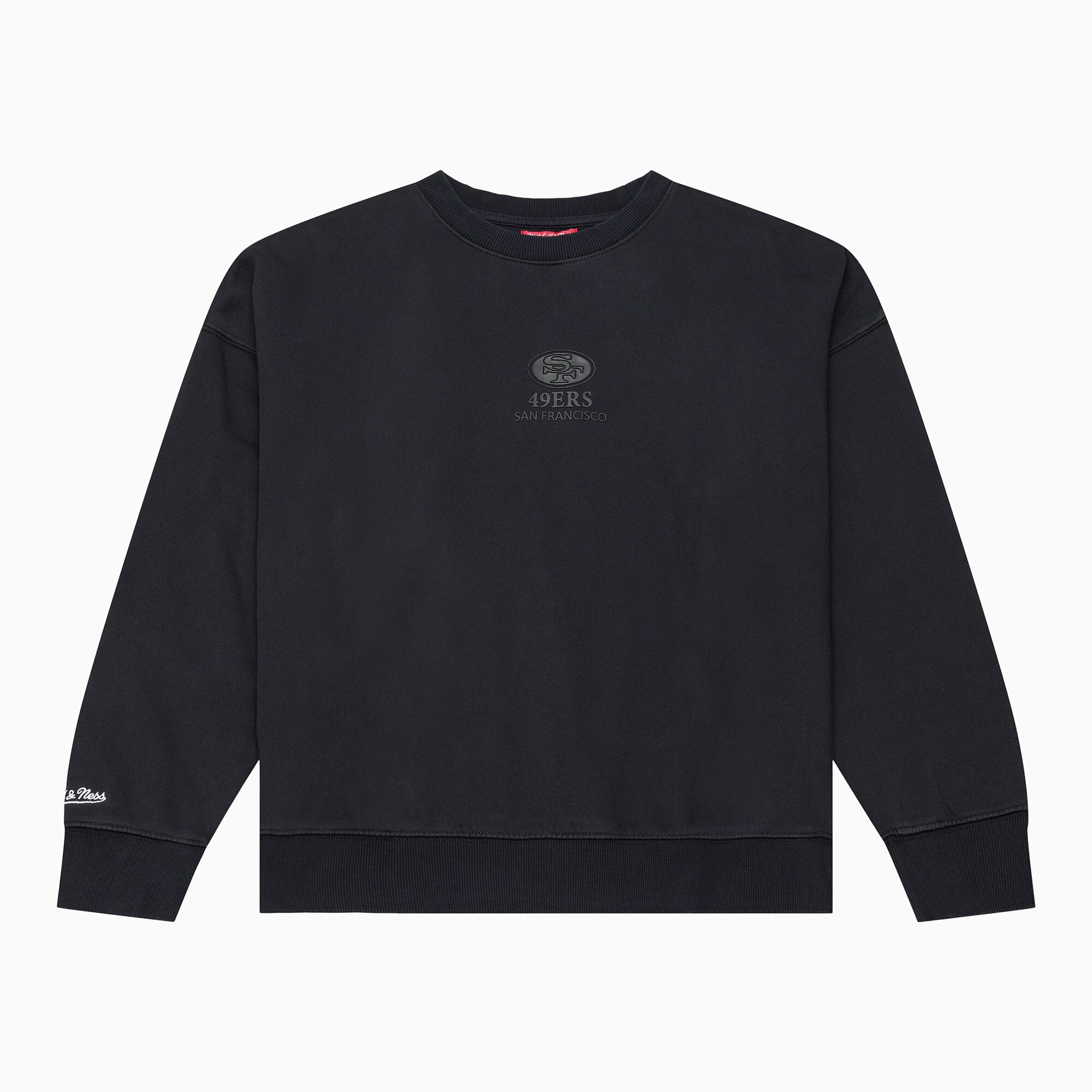 Felpa da donna Mitchell & Ness nera con micro logo dei San Francisco 49ers Core Essentials.