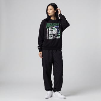 Women's Mitchell & Ness  Black Philadelphia Eagles Street Graphic Crewneck Sweatshirt