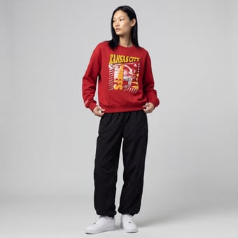 Women's Mitchell & Ness  Red Kansas City Chiefs Street Graphic Crewneck Sweatshirt